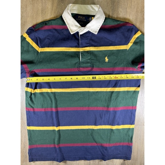 Polo Ralph Lauren Men's Rugby Shirt M Classic Fit Striped Colorblock Long Sleeve - Picture 5 of 8